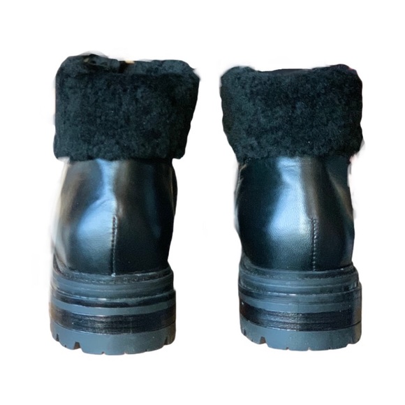Last HTF Elena Solano Fur Leather Black Combat Ankle Boot NWT - Picture 11 of 12